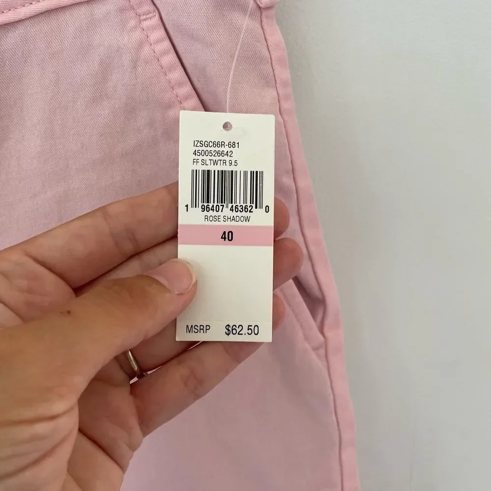 NWT Mens IZod pink shorts FLAT FRONT SALTWATER stretch chino shorts 40waist